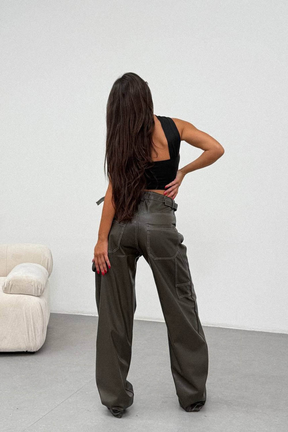 Routines LeatherLook Carpenter Jeans - Dark Green 309-4 - ROUTINES