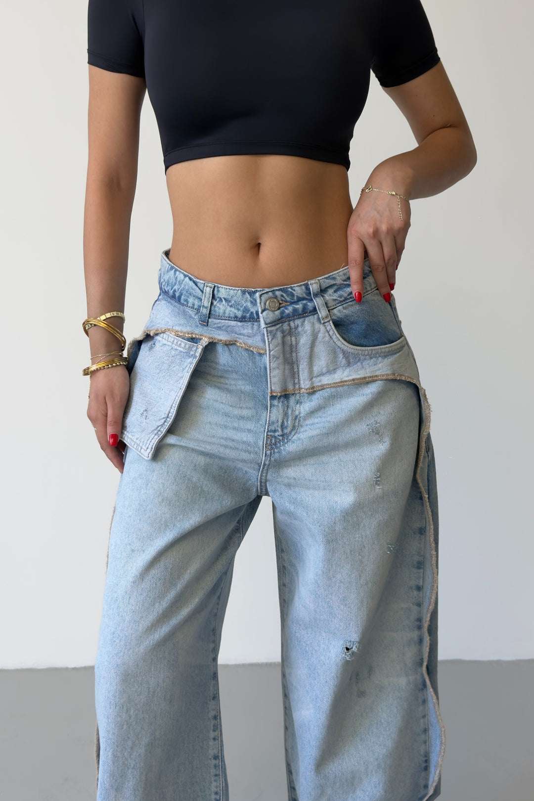 Routines Pocket Seam Detail Baggy Jeans 4835 - ROUTINES