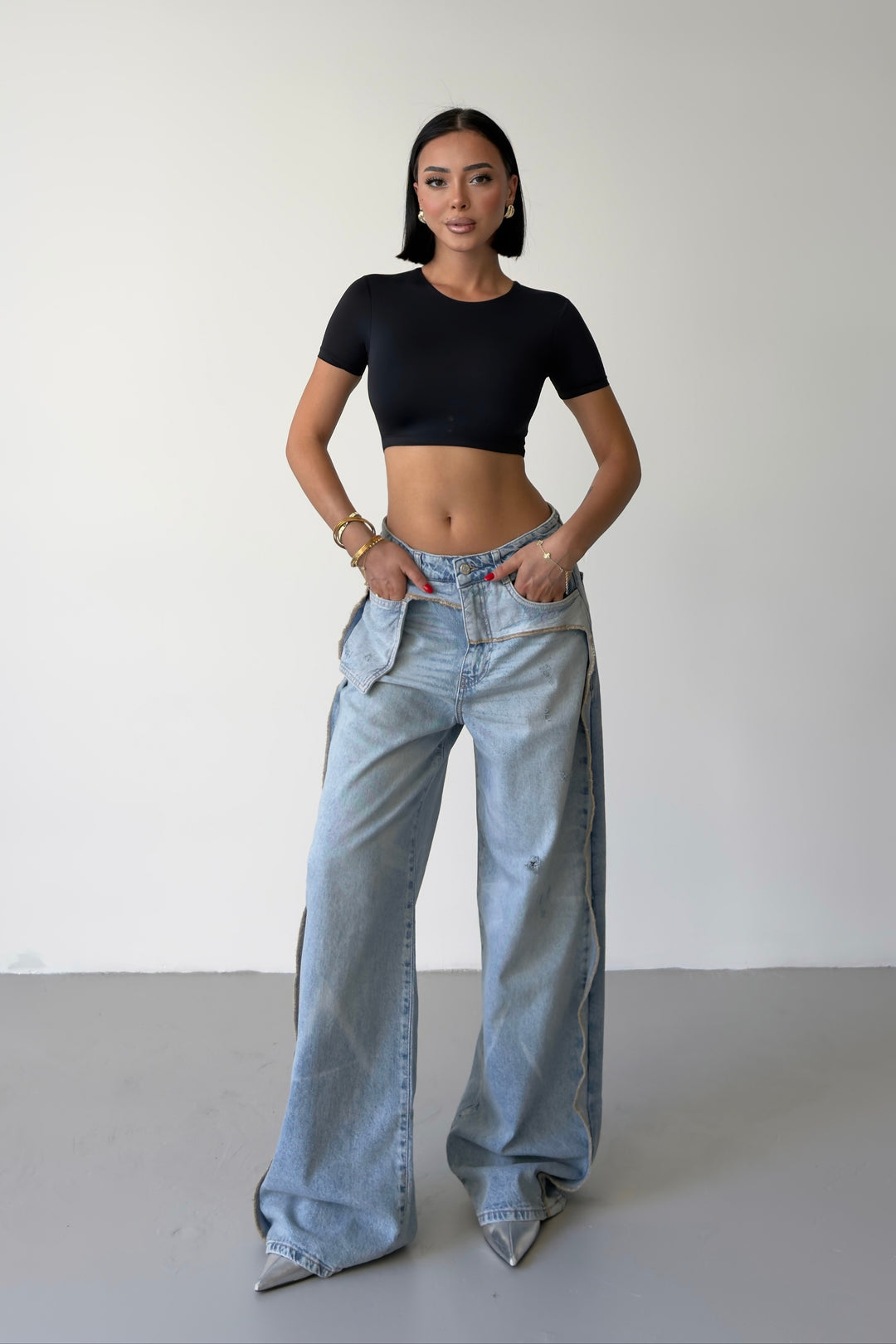 Routines Pocket Seam Detail Baggy Jeans 4835 - ROUTINES