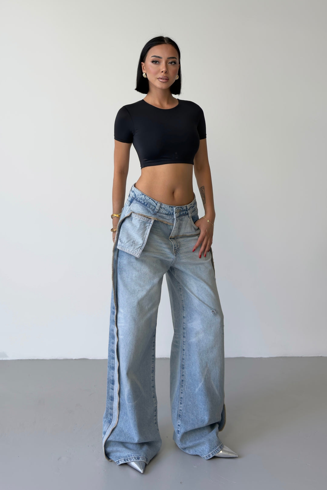 Routines Pocket Seam Detail Baggy Jeans 4835 - ROUTINES