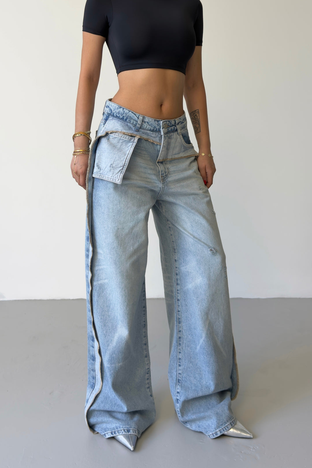 Routines Pocket Seam Detail Baggy Jeans 4835 - ROUTINES
