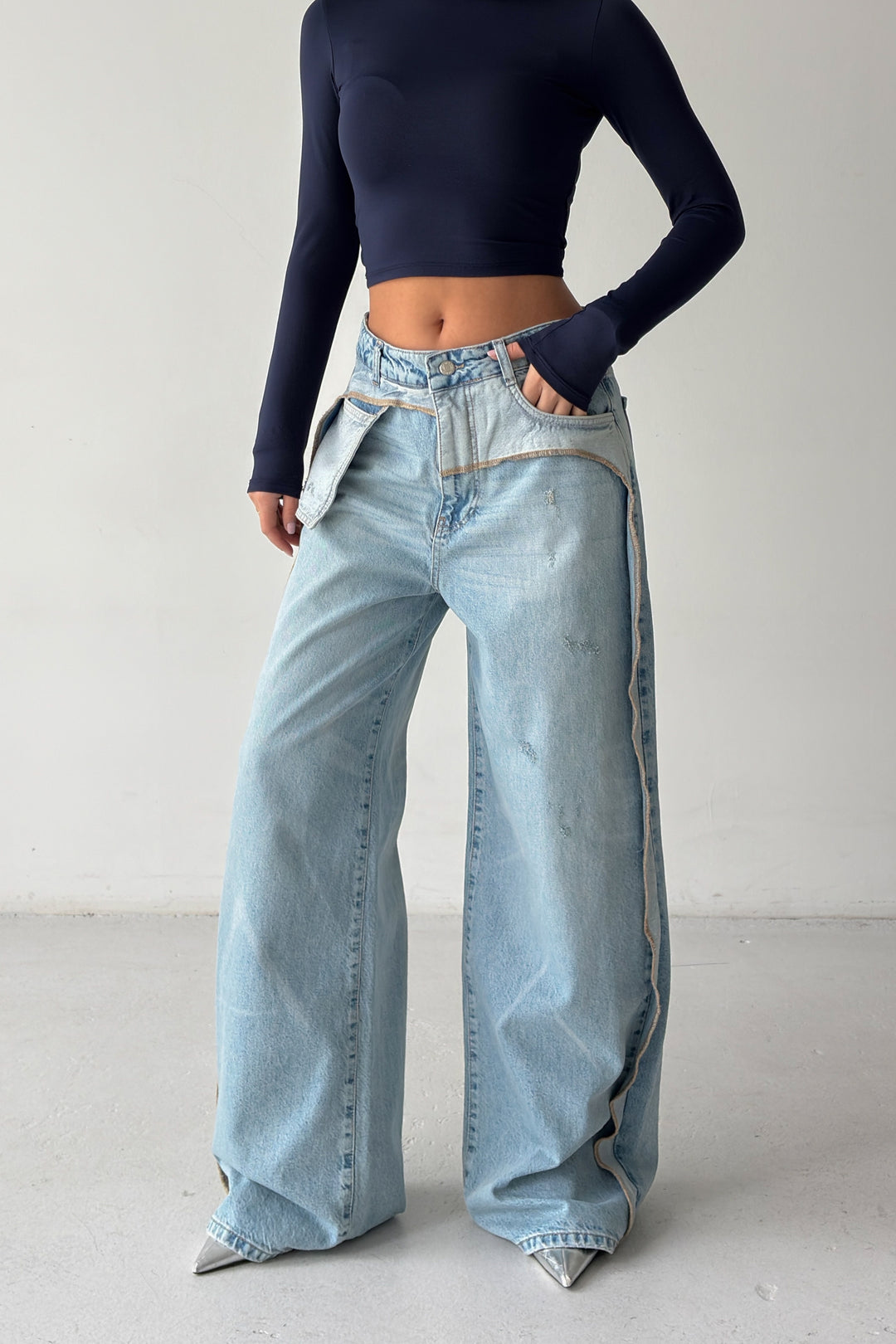 Routines Pocket Seam Detail Baggy Jeans 4835 Jeans Routines Fashion