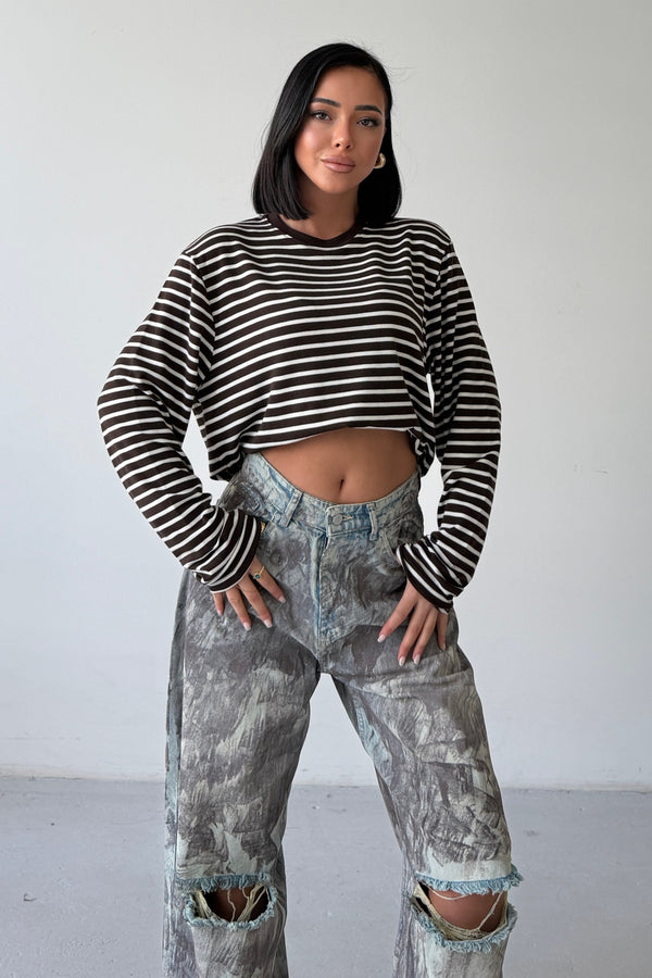 Routines Striped Longsleeve - Brown 0197