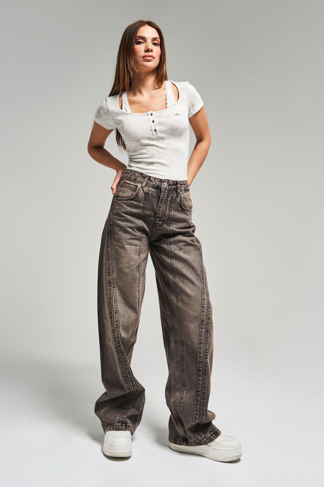 Routines Striped Vintage Straight Leg Jeans 3641 - ROUTINES