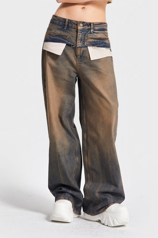 Routines Vintage Pocket Detail Baggy Jeans 4399 - ROUTINES
