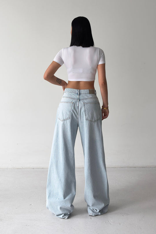 Routines Washed Cross Button Jeans - Light Blue 1395-26 - ROUTINES