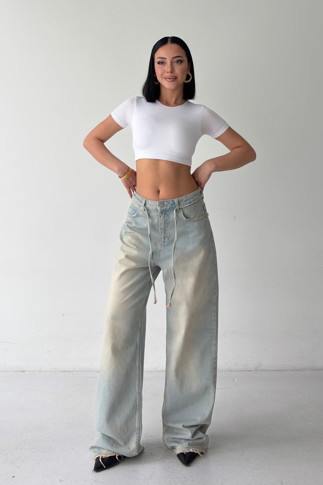Routines Washed Drawstring Jeans - Vintage Blue 3803 - ROUTINES