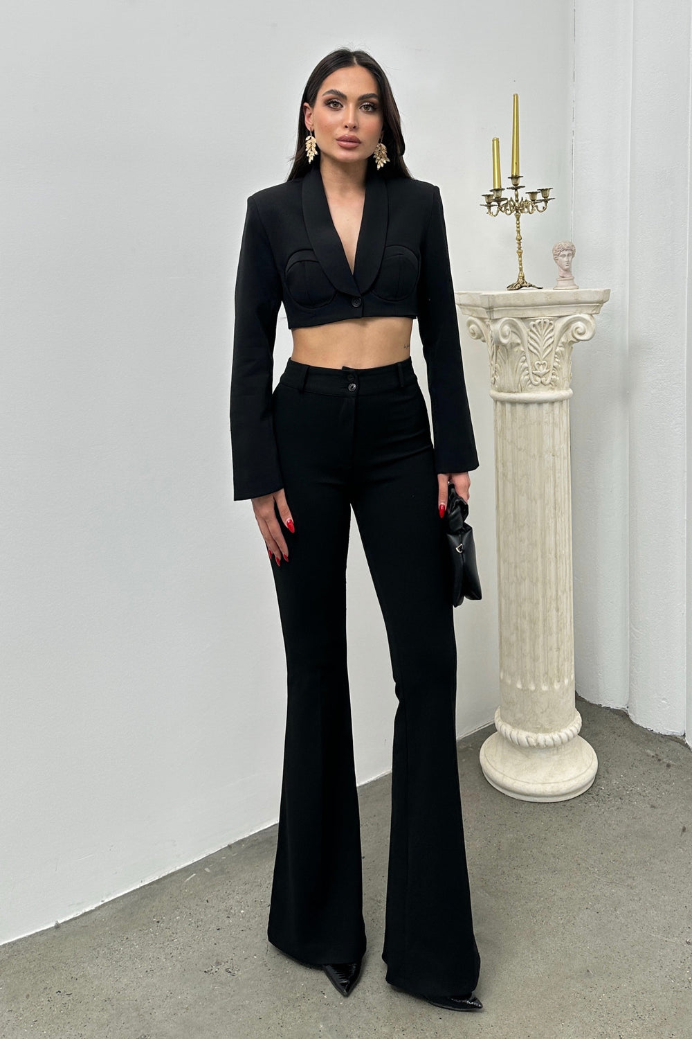 Routines padded Cropped Blazer - Black 25Y4922 Blazer Routines Fashion