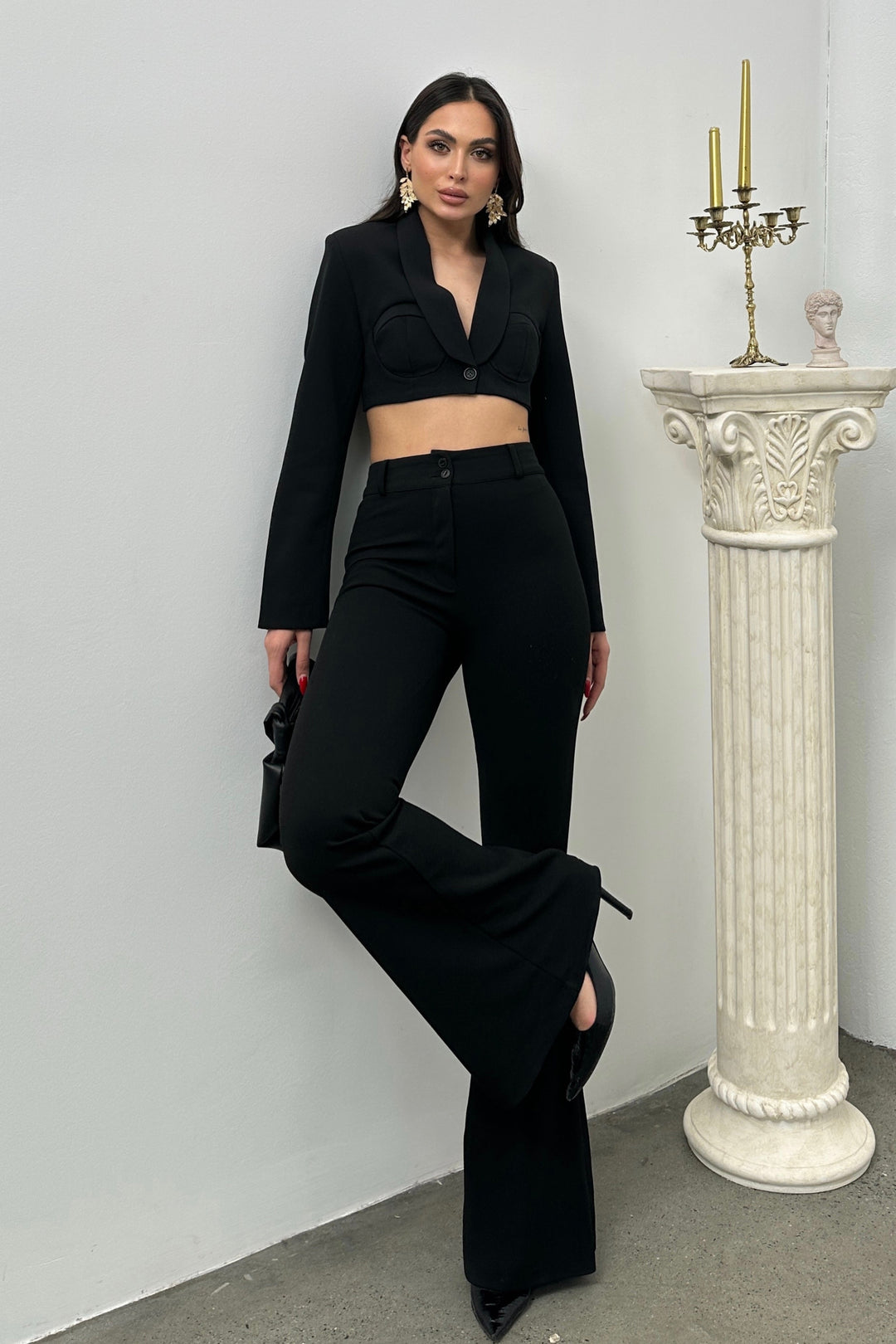 Routines padded Cropped Blazer - Black 25Y4922 - ROUTINES