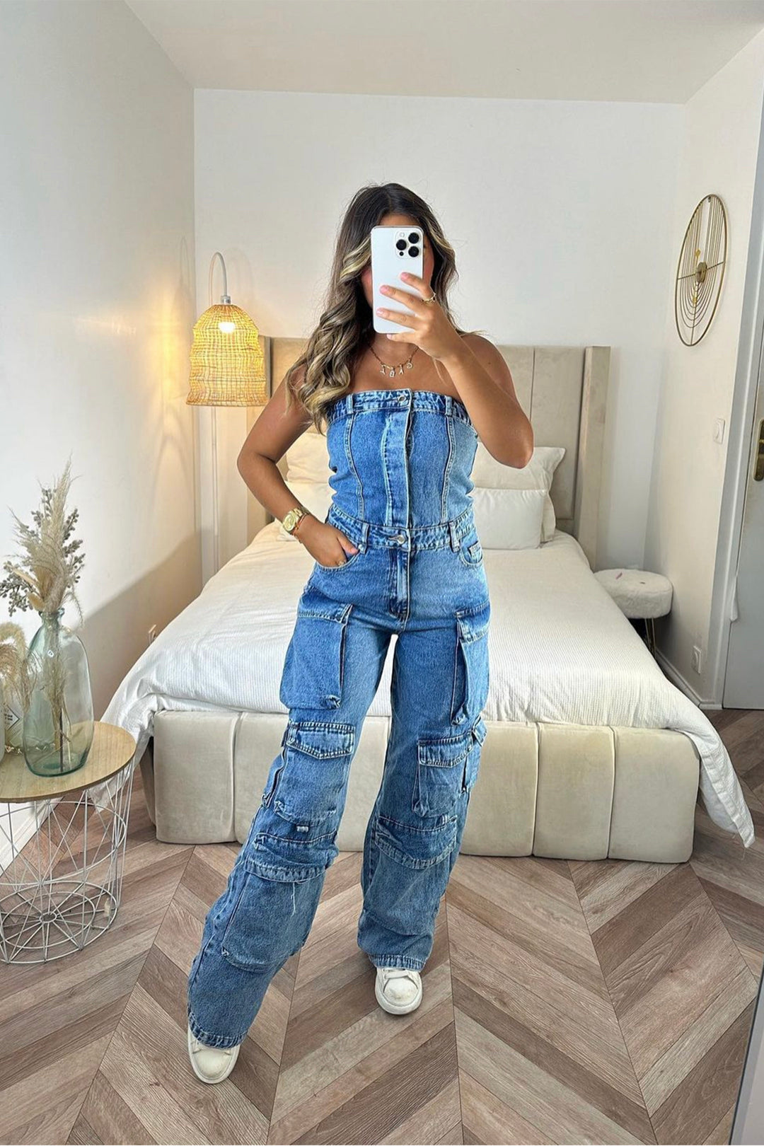 Samantha Cargo Denim Jumpsuit Jumpsuit Routines Fashion   