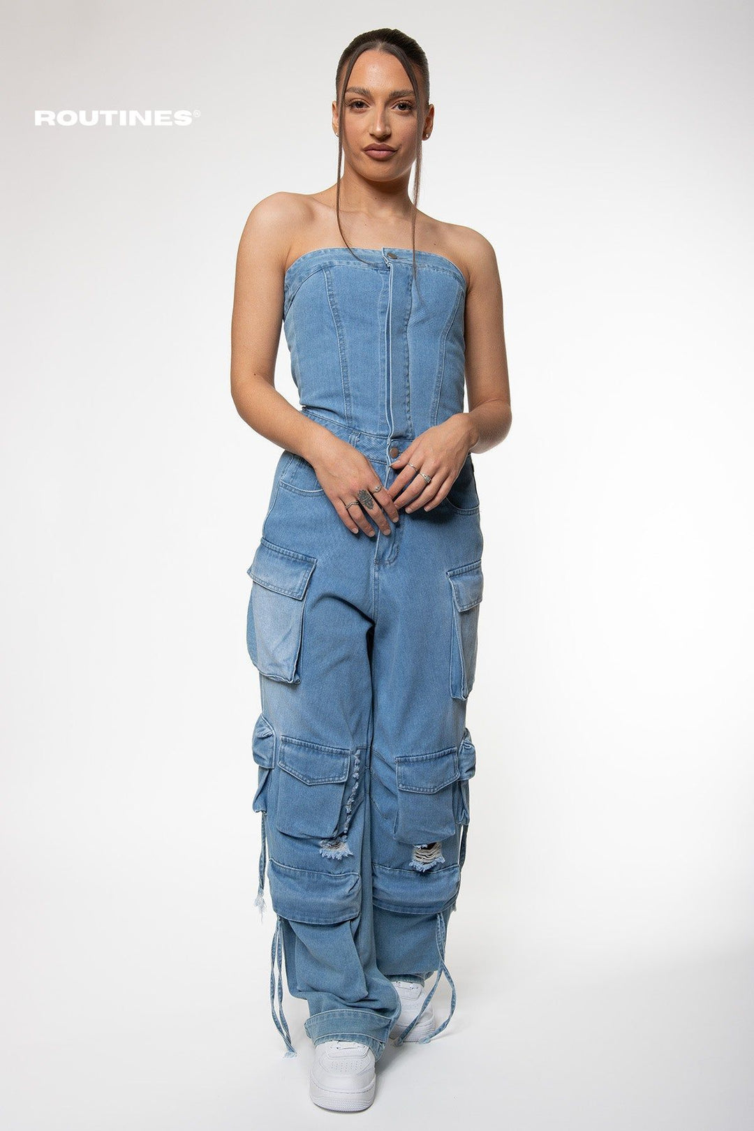 Shannon Inspired Cargo Denim Jumpsuit Jumpsuit Routines Fashion   