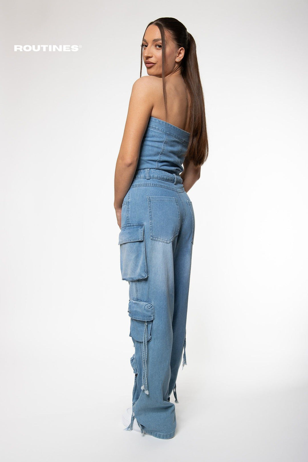 Shannon Inspired Cargo Denim Jumpsuit Jumpsuit Routines Fashion   