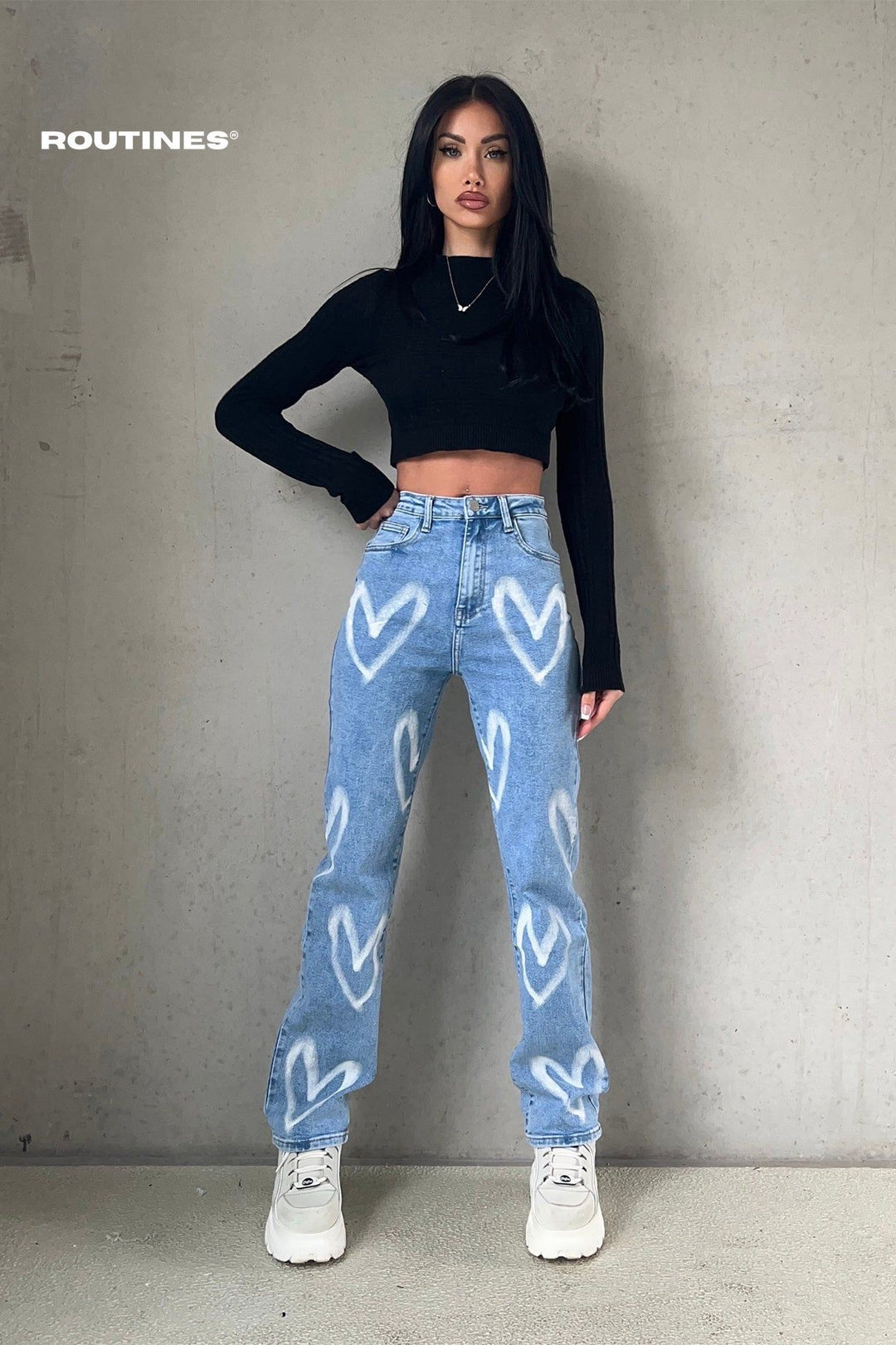 Sofia Stretch Hearts Straight Leg Jeans Jeans Routines Fashion   