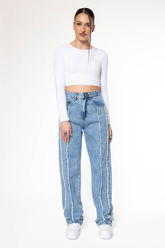 Tessa Fringe Straight Leg Jeans Jeans Routines Fashion   