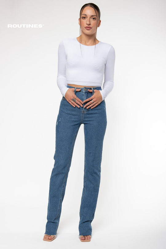 Tessy Stretch Straight Leg Jeans - EXTRA TALL Jeans Routines Fashion   