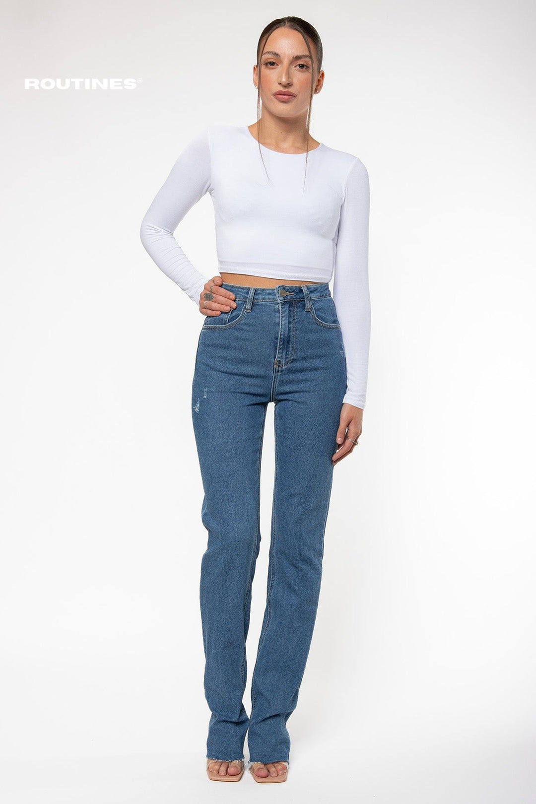 Tessy Stretch Straight Leg Jeans - EXTRA TALL Jeans Routines Fashion   