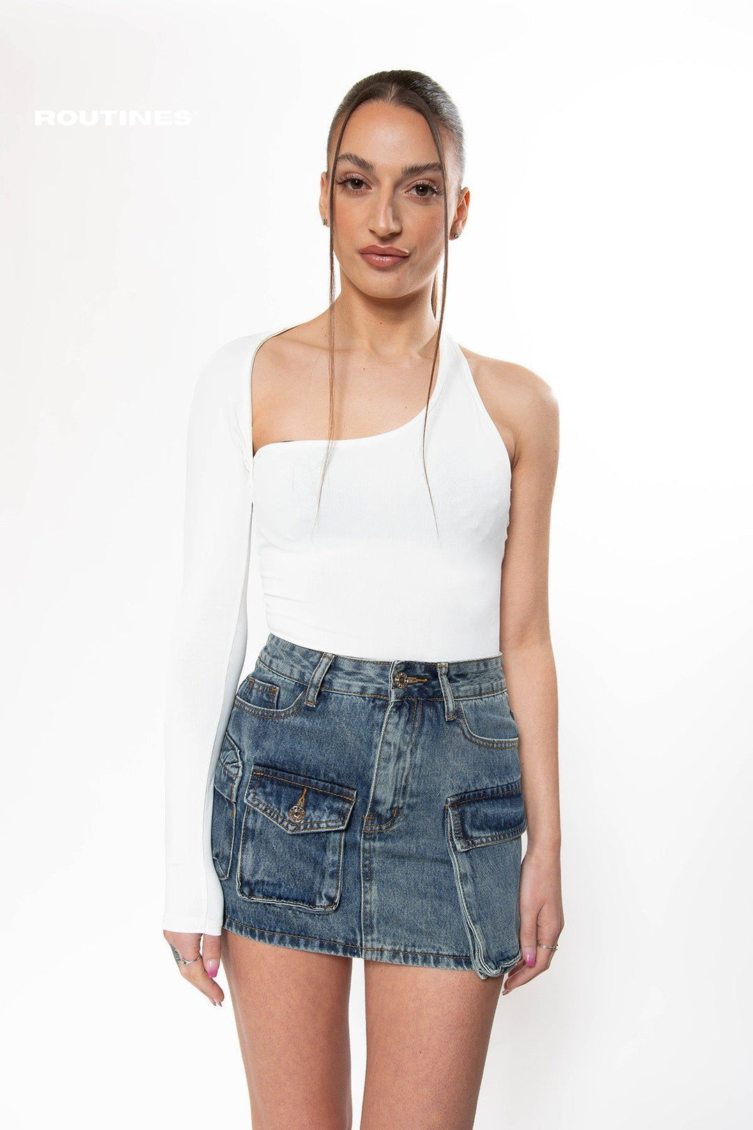 Tracie Multipocket Cargo Denim Skirt - Blue Skirt Routines Fashion   