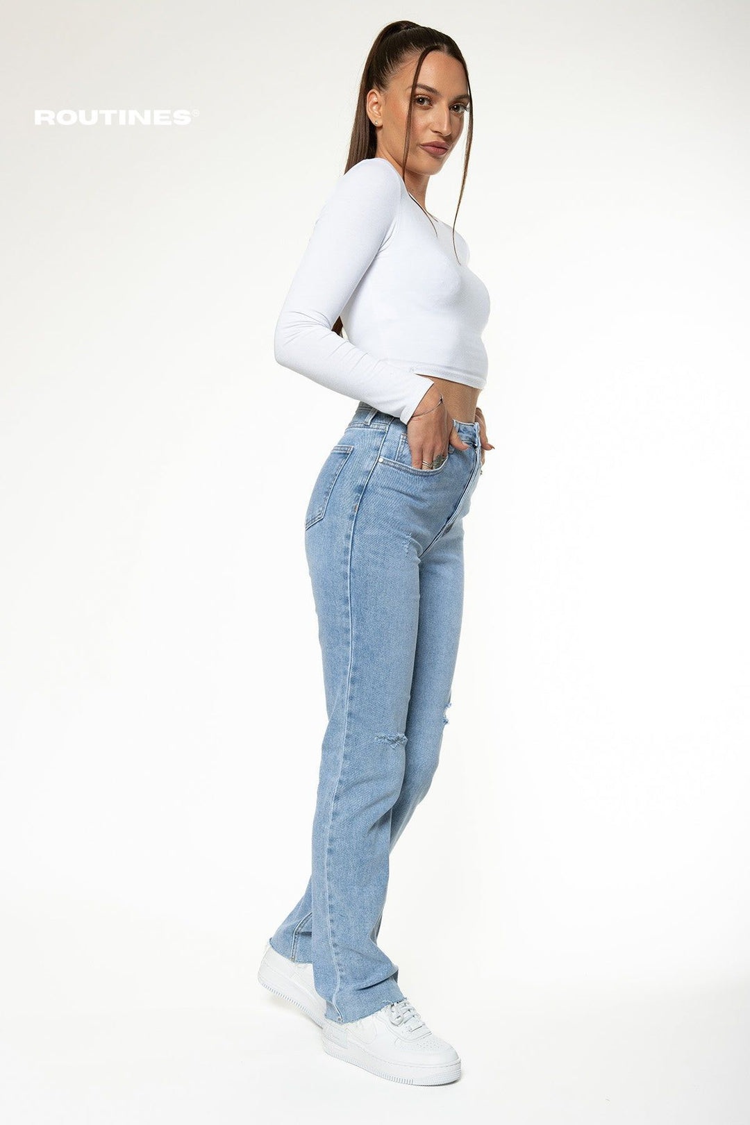 Veronica Stretch Straight Leg Jeans Jeans Routines Fashion   