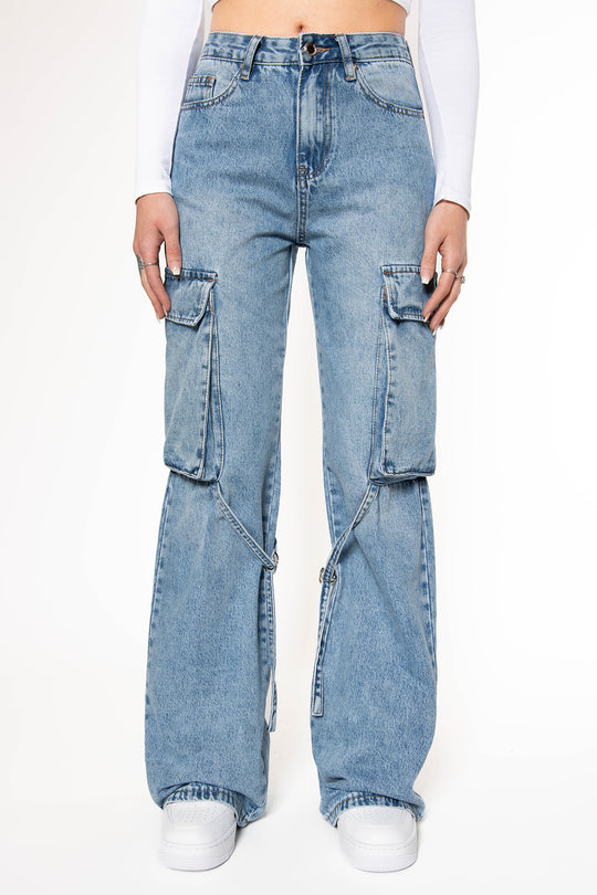 Wendy Wide Leg Cargo Jeans Jeans Routines Fashion   