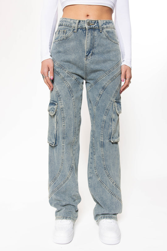 Willianny Washed Cargo Jeans Jeans Routines Fashion   