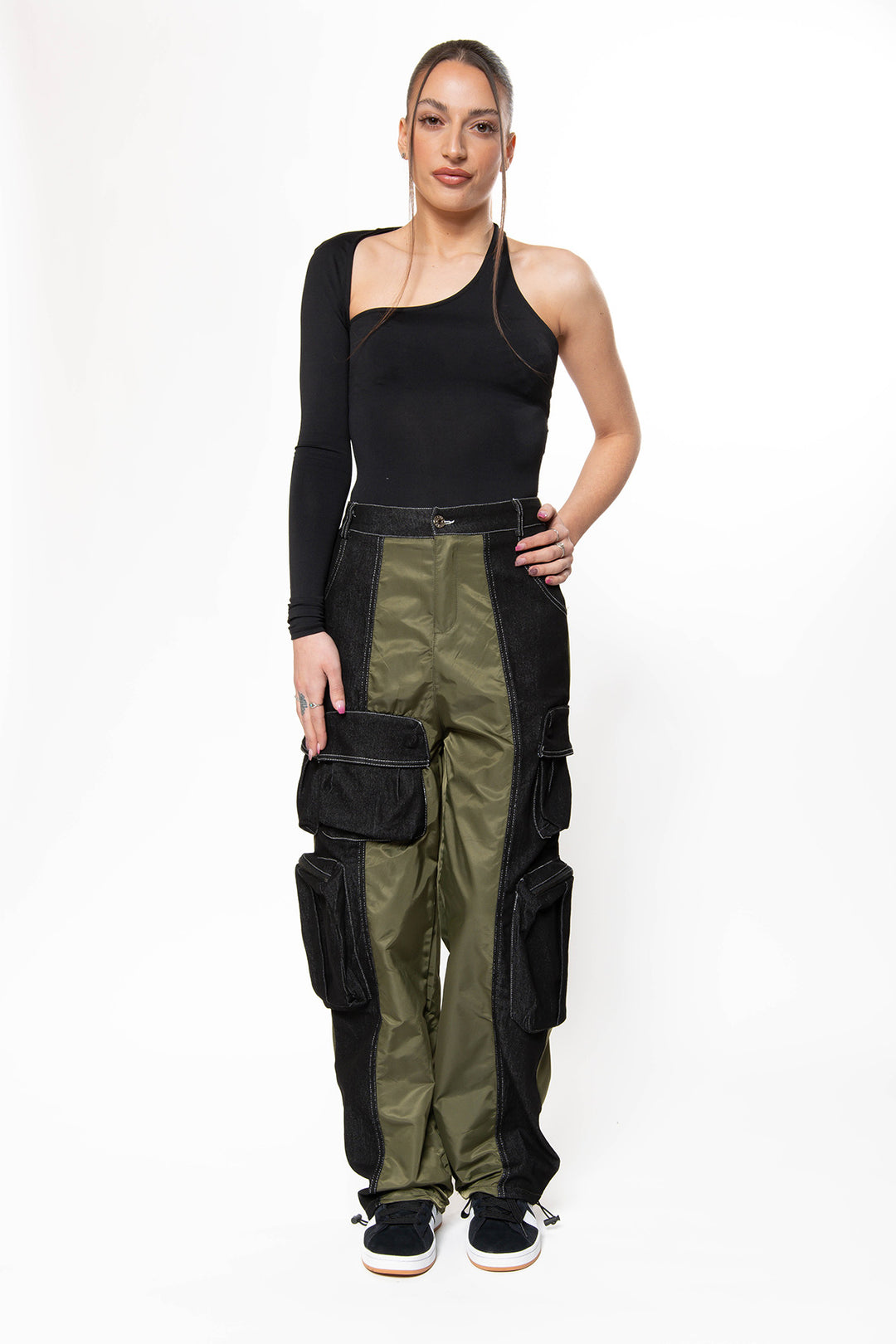 Willow Cargo Parachute Pants - Army Green Jeans Routines Fashion   