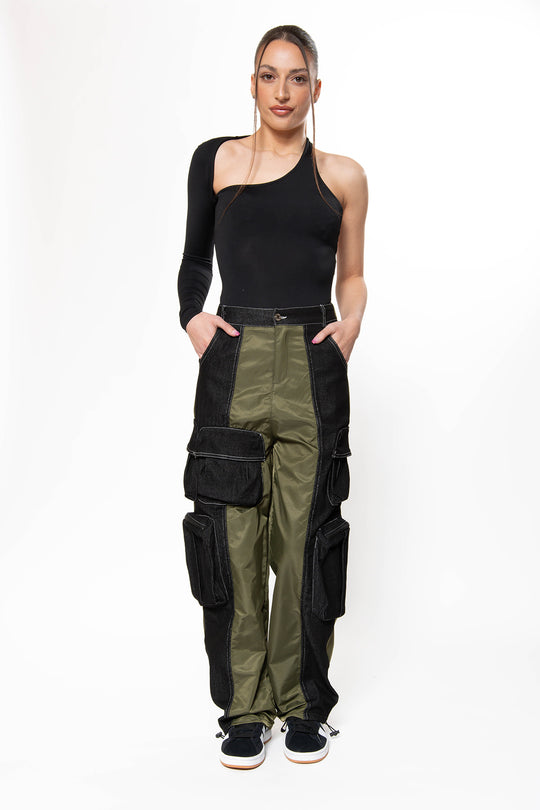 Willow Cargo Parachute Pants - Army Green Jeans Routines Fashion   