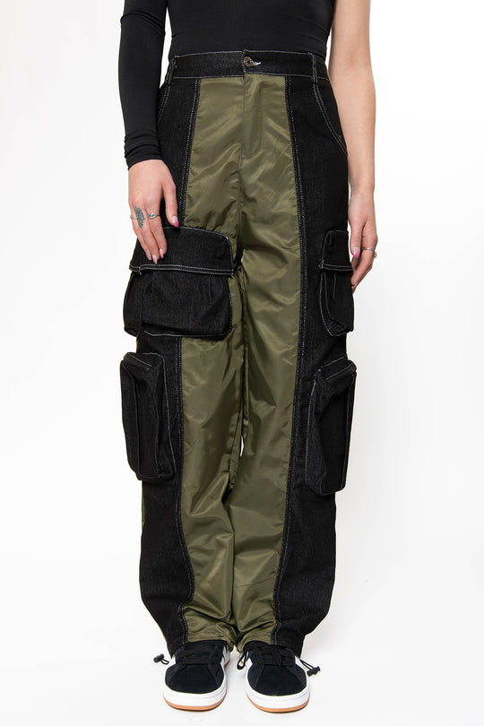 Willow Cargo Parachute Pants - Army Green Jeans Routines Fashion   
