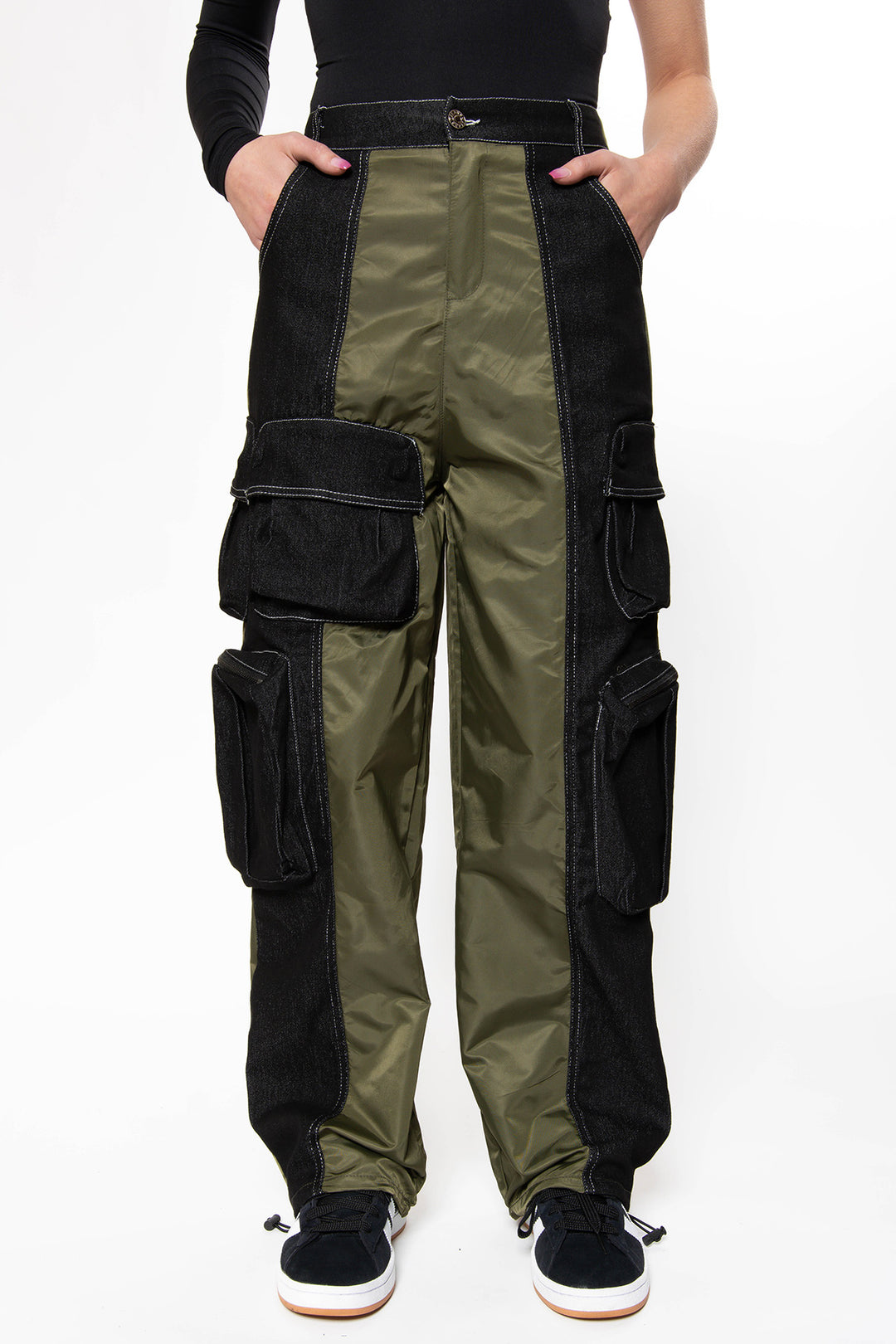 Willow Cargo Parachute Pants - Army Green Jeans Routines Fashion   
