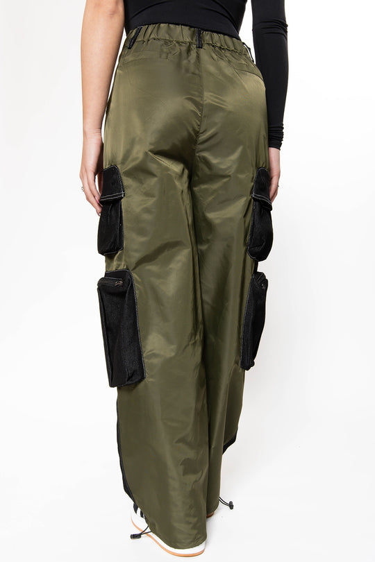 Willow Cargo Parachute Pants - Army Green Jeans Routines Fashion   