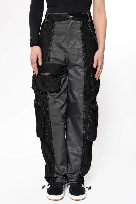 Willow Cargo Parachute Pants - Grey Pants Routines Fashion   
