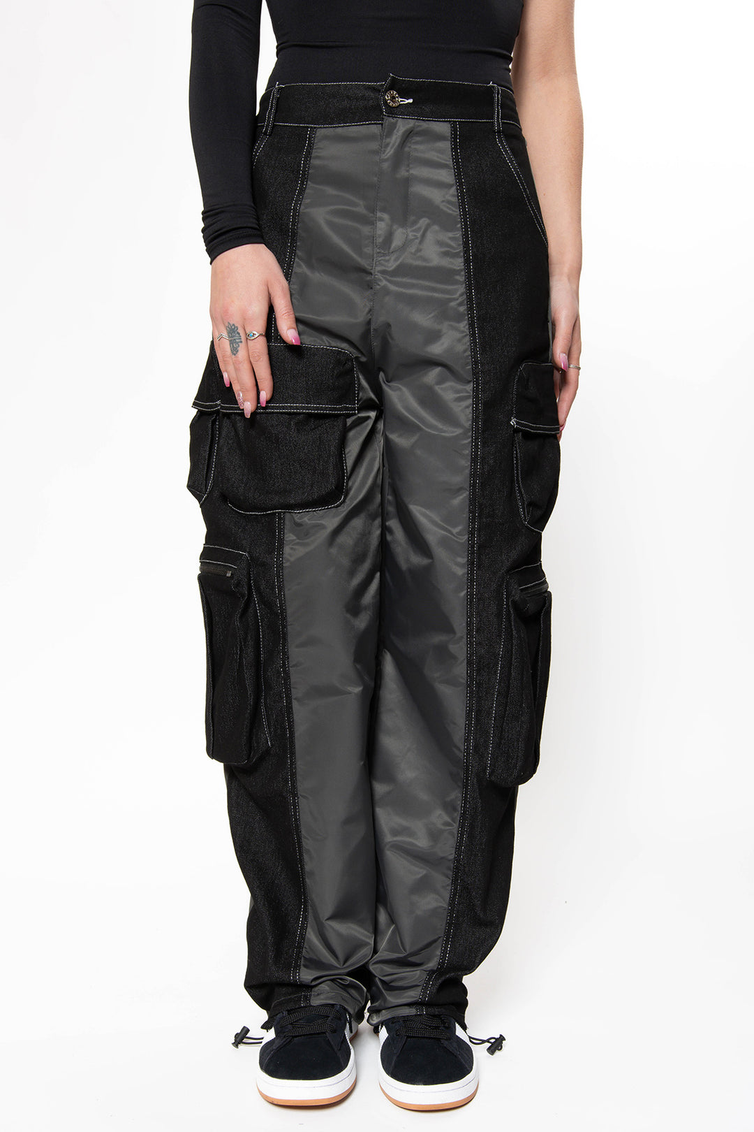 Willow Cargo Parachute Pants - Grey Pants Routines Fashion   