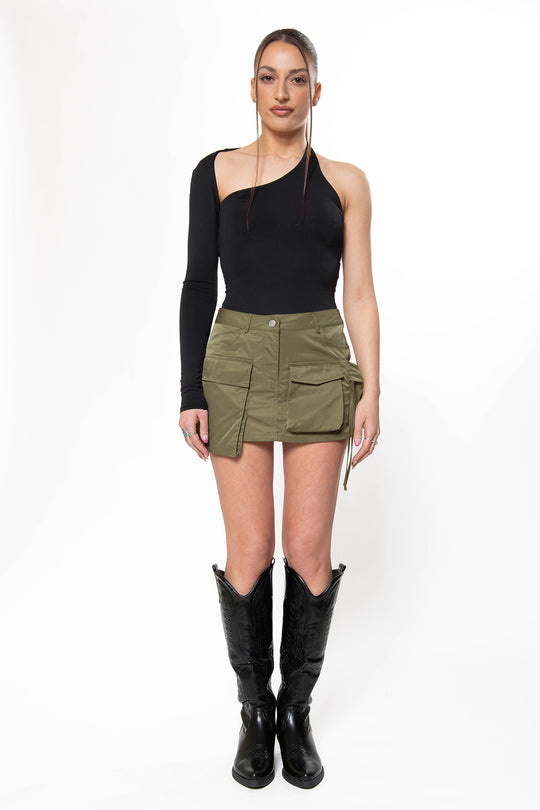 Xiella Multipocket Cargo Mini Skirt - Army Green Skirt Routines Fashion   