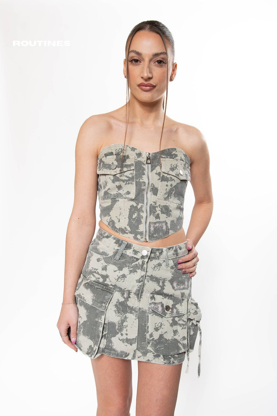 Yennesis Denim Corset Top - Camouflage Top Routines Fashion   