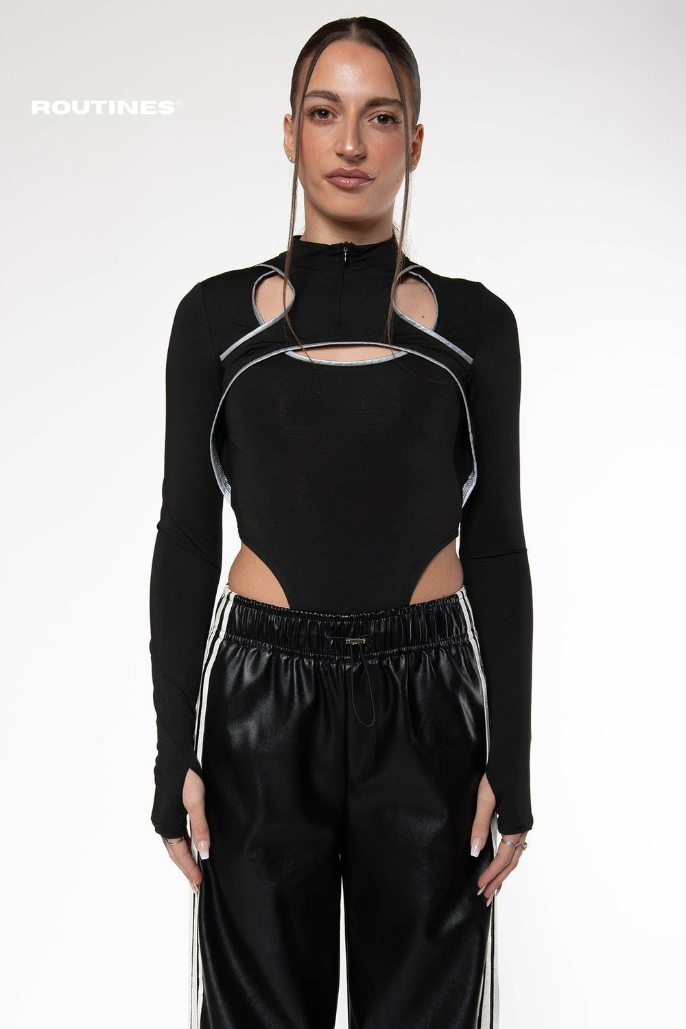 Zaire Stretch Cross Top - Black Top Routines Fashion   