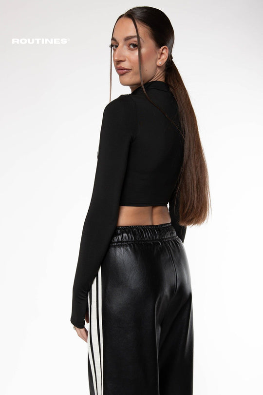 Zaire Stretch Cross Top - Black Top Routines Fashion   