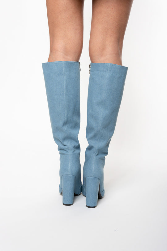 Routines Denim Knee High Boots Shoes Routines Fashion   
