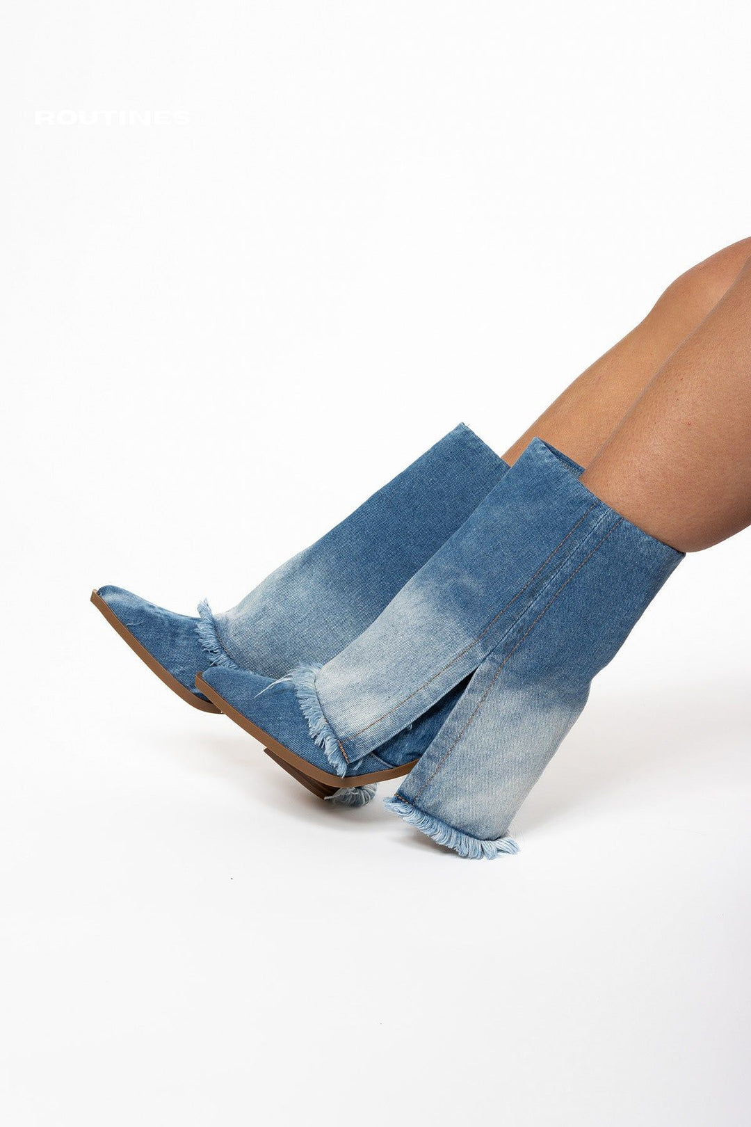 Routines Denim Western Boots - Blue Shoes Routines Fashion   