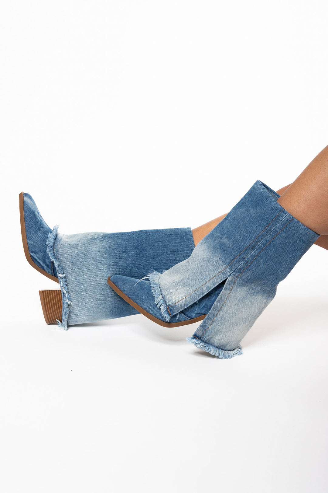 Routines Denim Western Boots - Blue Shoes Routines Fashion   