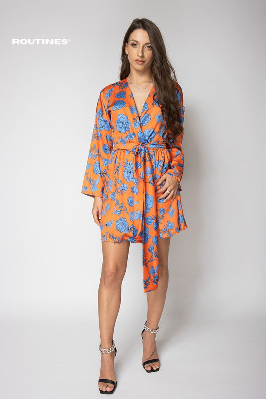 Aimee Flowers Print Orange Dress Dress Routines Fashion   