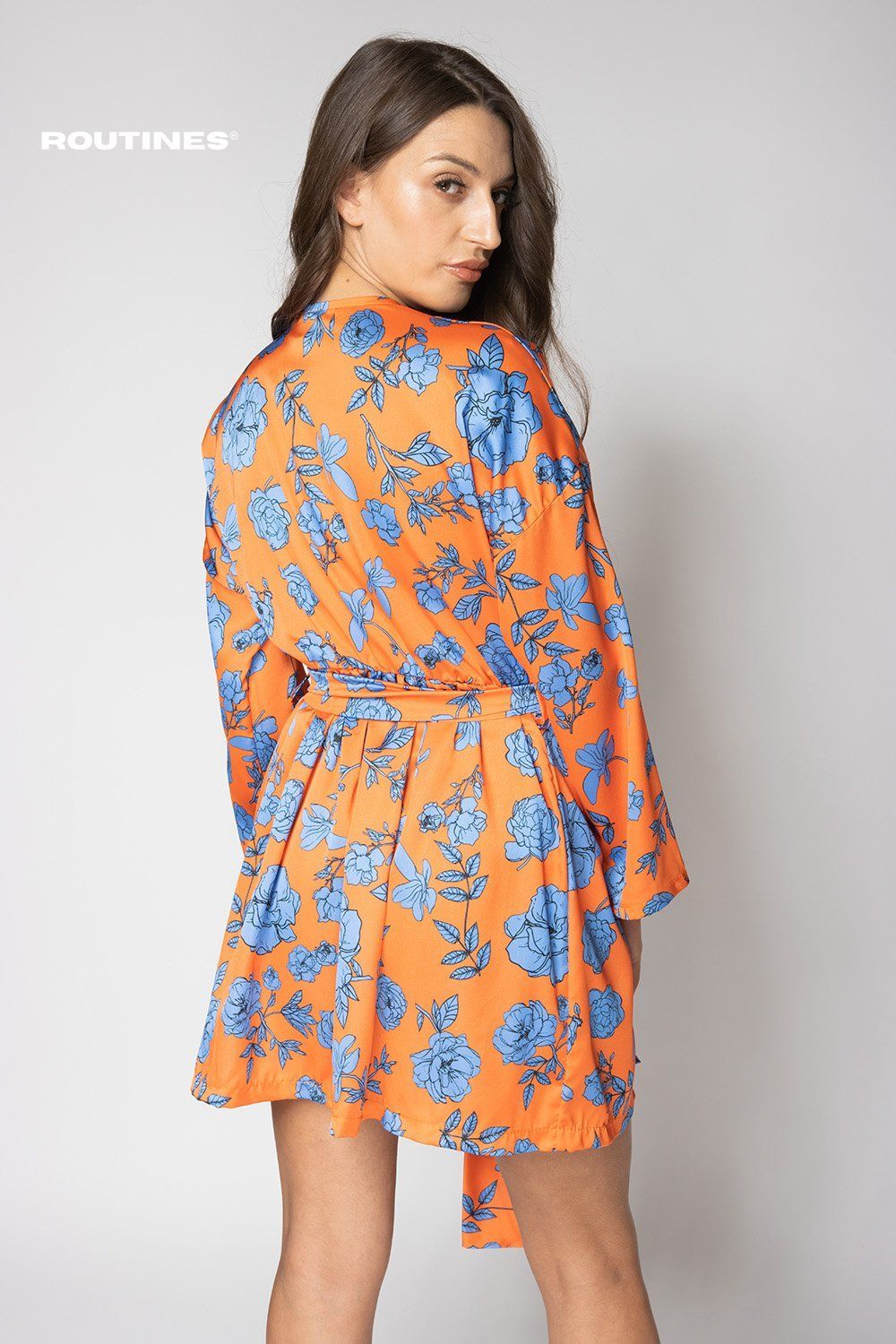 Aimee Flowers Print Orange Dress Dress Routines Fashion   