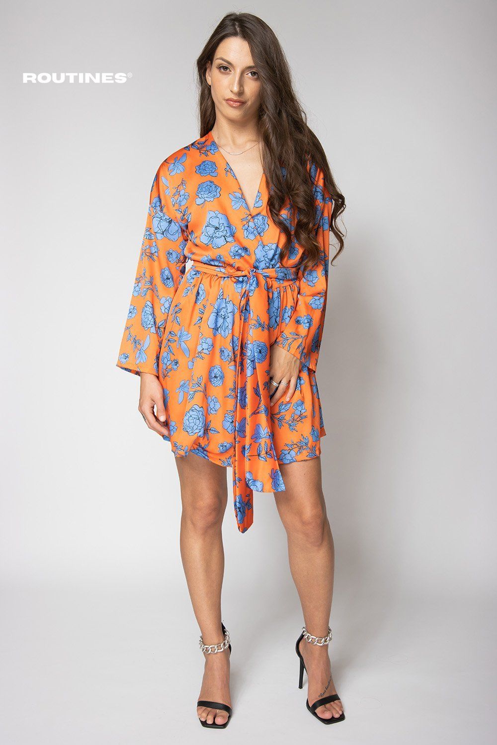 Aimee Flowers Print Orange Dress Dress Routines Fashion   