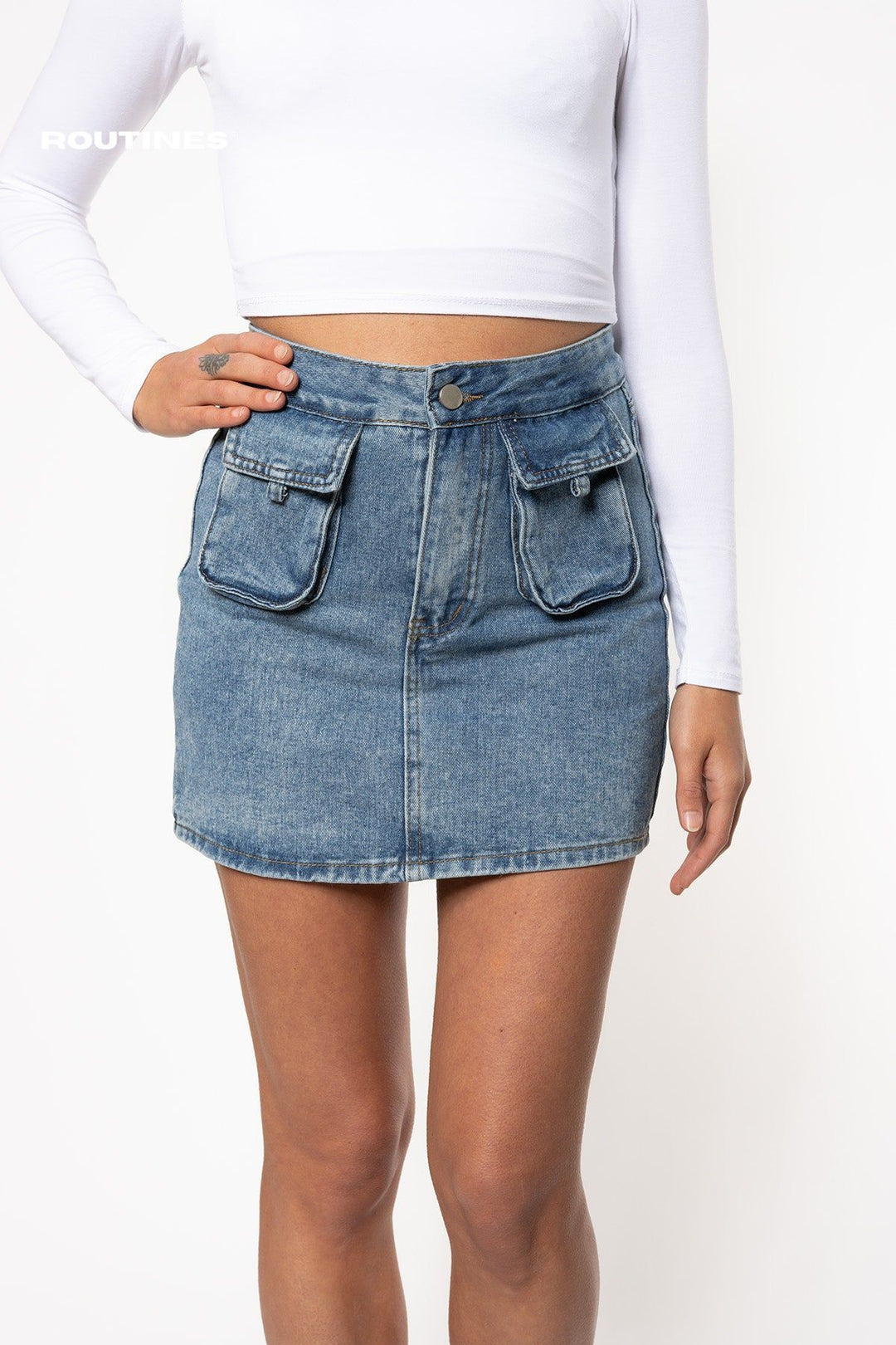 Averie Cargo Skirt Jeans Skirt Routines Fashion   