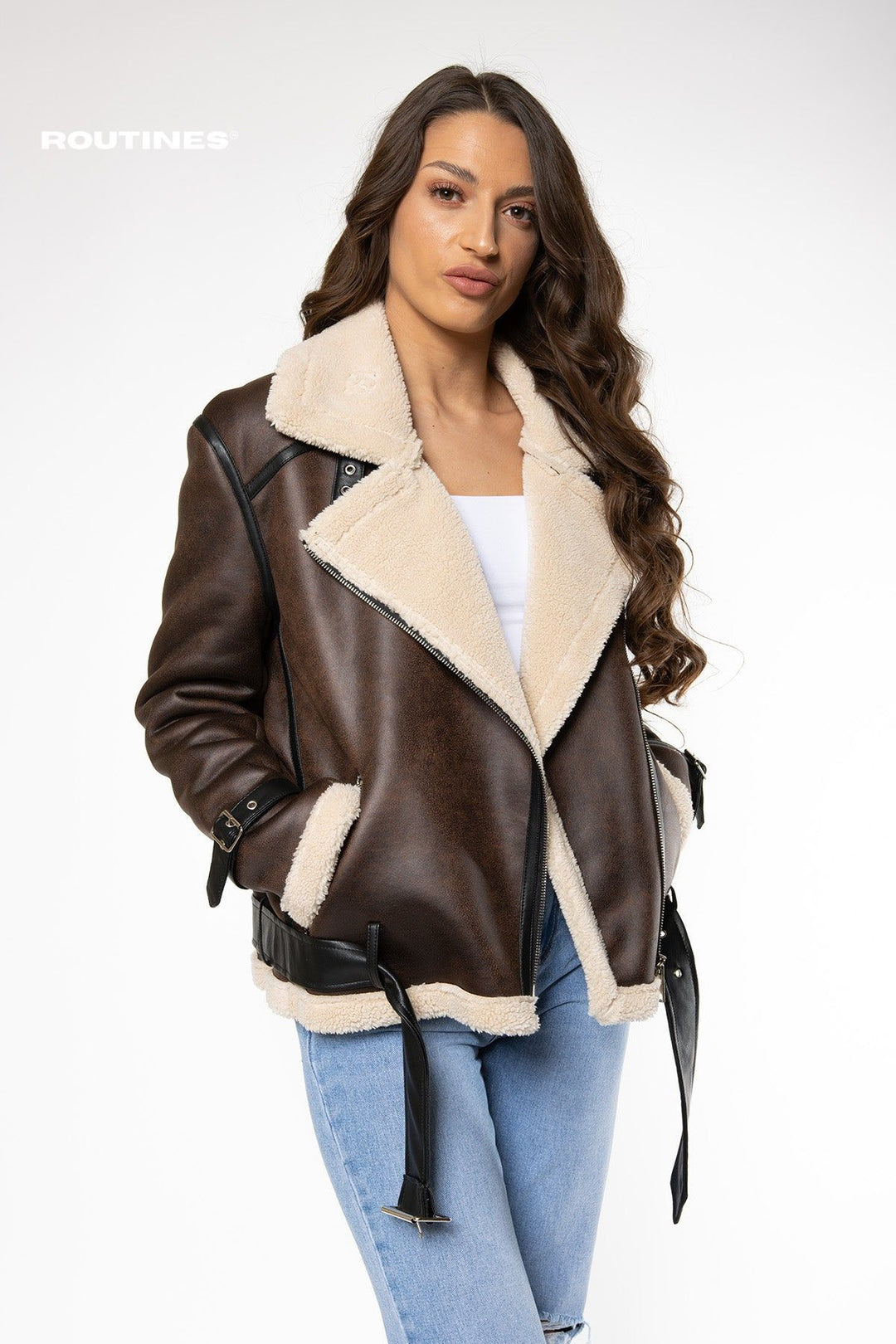 Bailynn PU Faux Fur Jacket - Choco Jacket Routines Fashion   