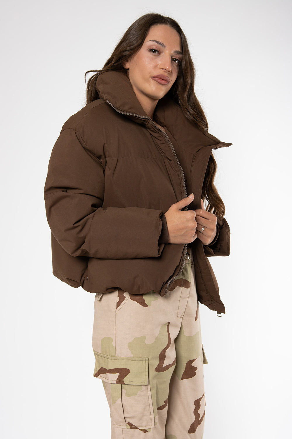 Callie Puffer Coat - Brown Coat Routines Fashion   