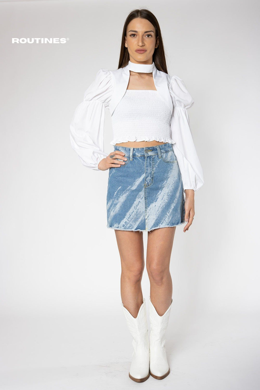 Celene Washed Jeans Skirt - Blue  Routines Fashion   