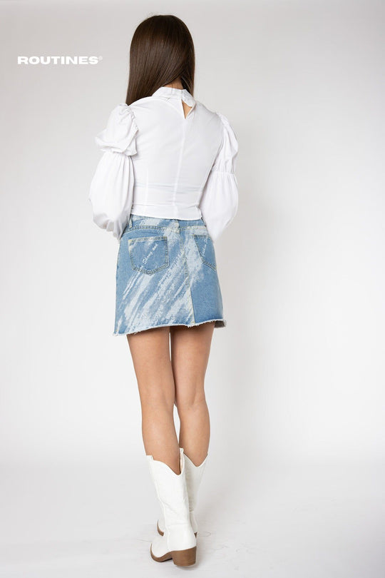 Celene Washed Jeans Skirt - Blue  Routines Fashion   