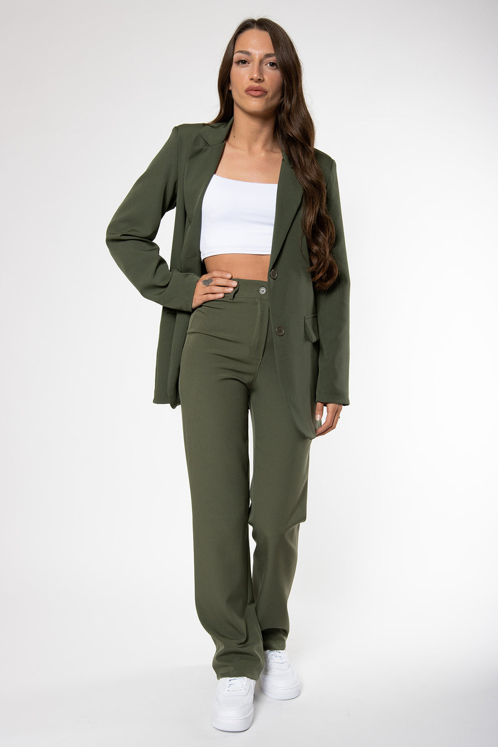 Chiara Blazer - Army Green Blazer Routines Fashion   
