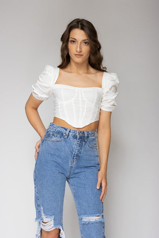 Darcy White Crop Top Top Routines Fashion   