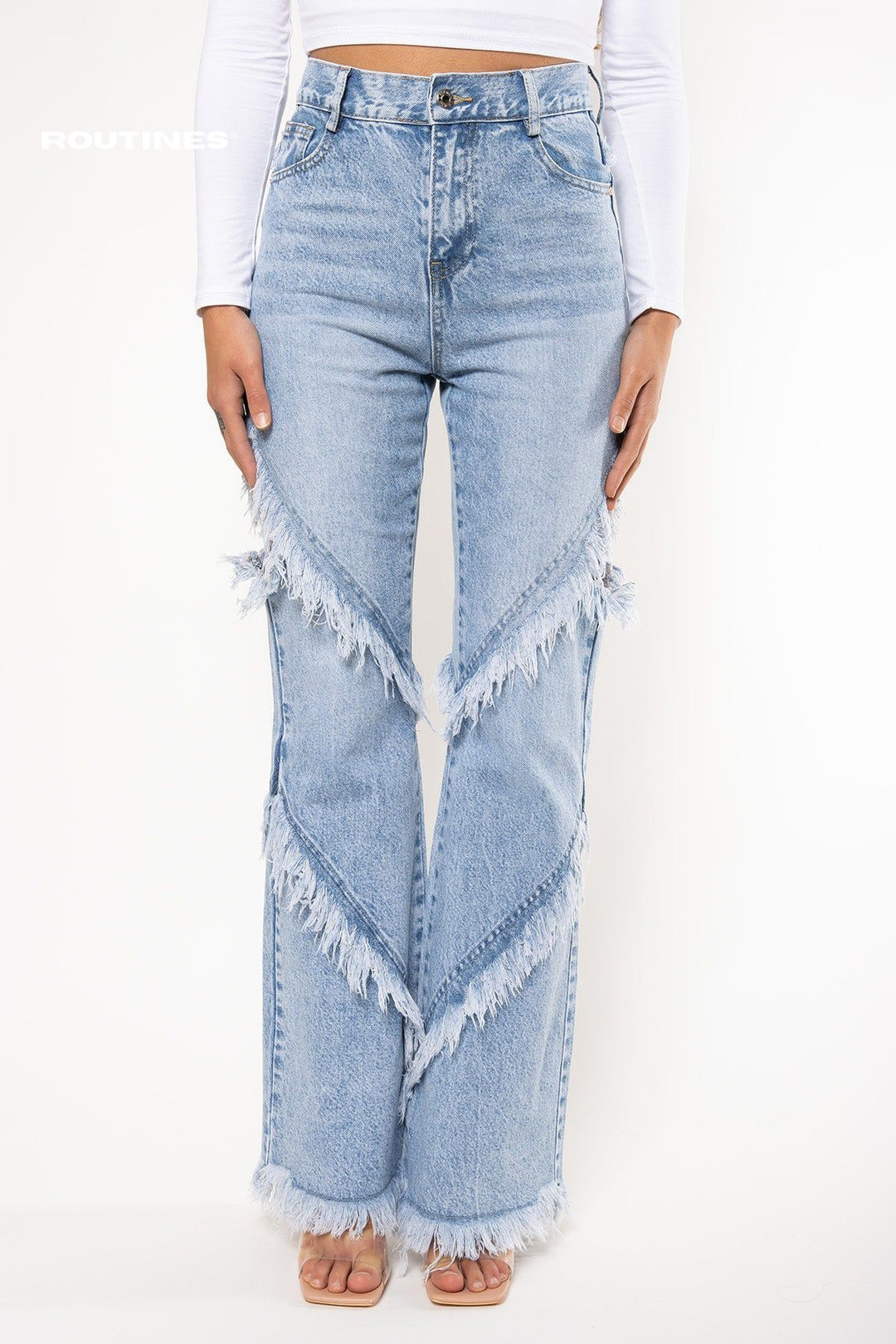 Emberly Fringe Flared Jeans Jeans Routines Fashion   