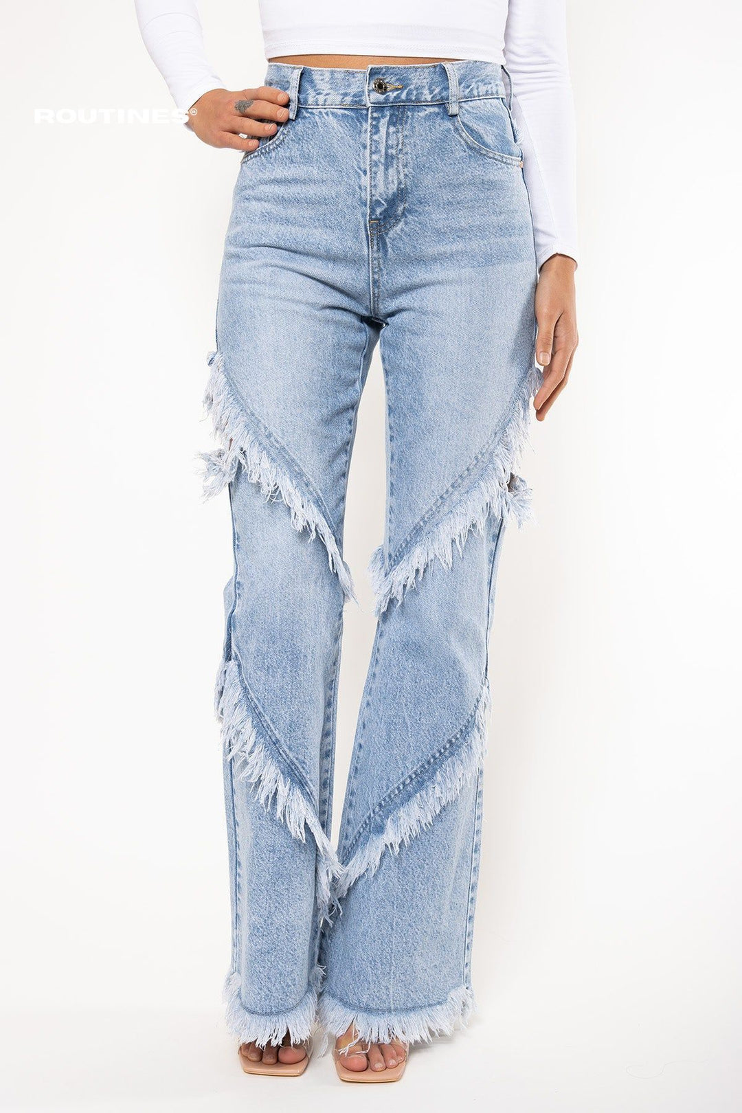 Emberly Fringe Flared Jeans Jeans Routines Fashion   